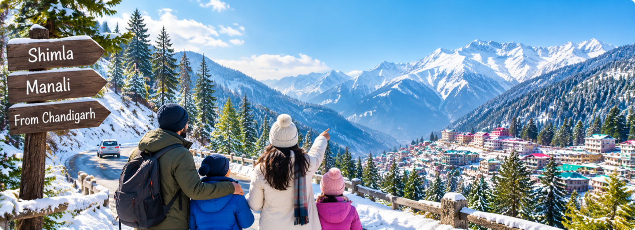 Family enjoying a Shimla Manali tour package from Chandigarh