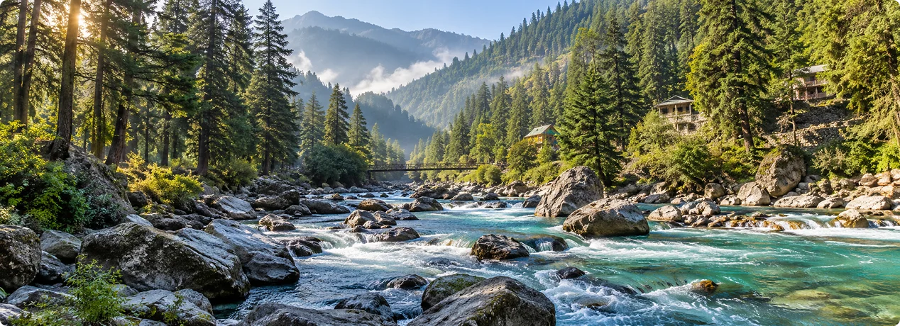 Scenic Parvati Valley featured in Shimla Manali Kasol tour package